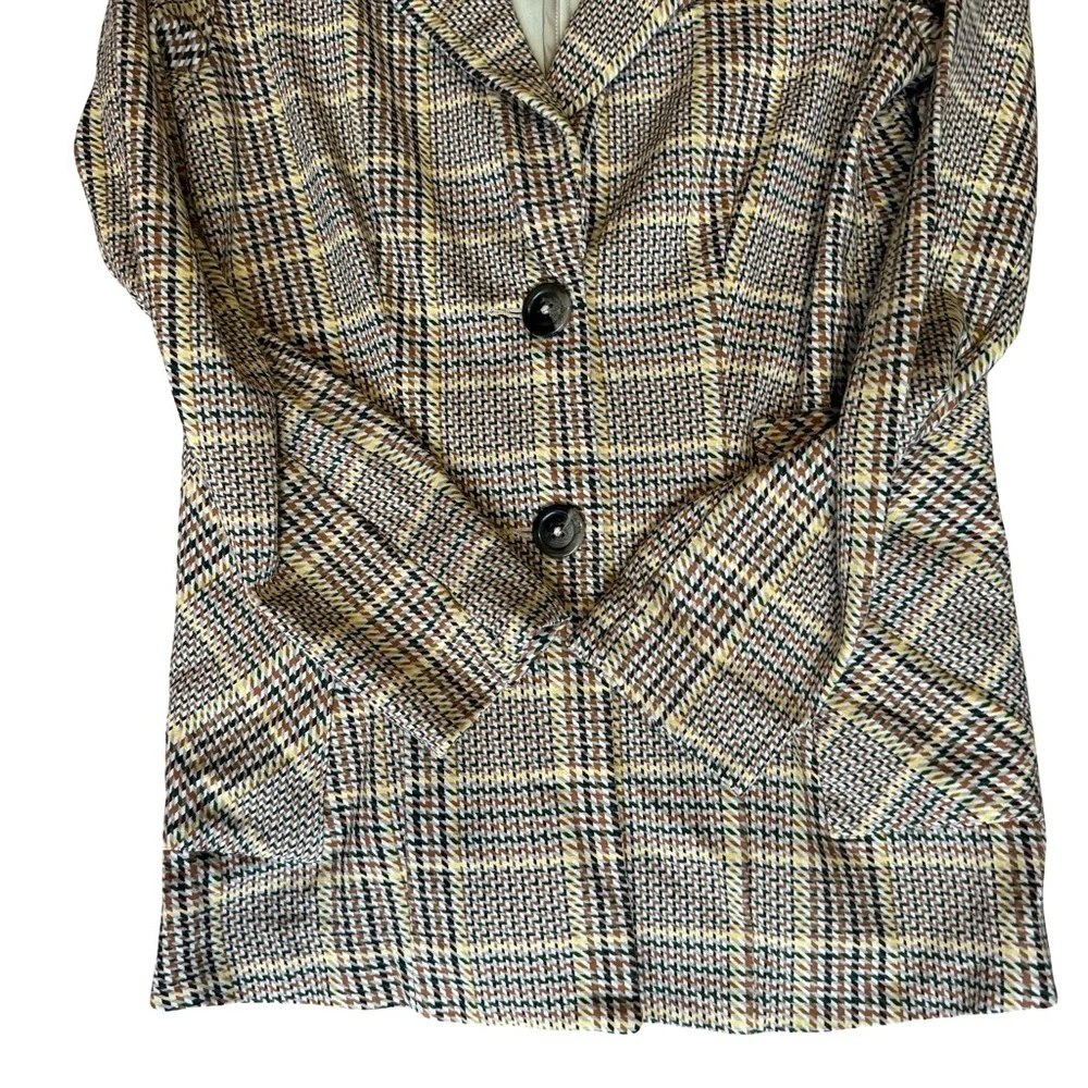 CAbi Women's Plaid Blazer - Black and Tan Size 0 Office Preppy Fall Checkered - Picture 14 of 14